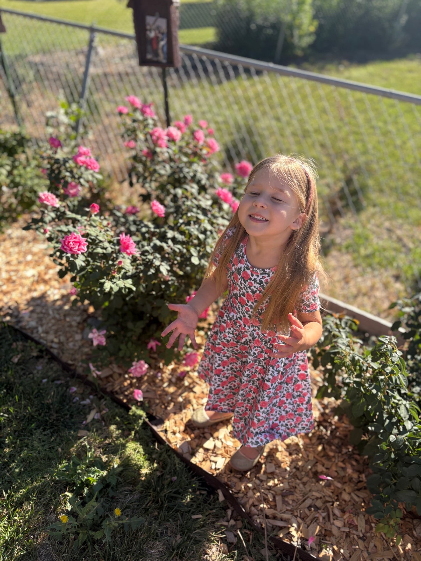Little Girls Shower of Roses Dress