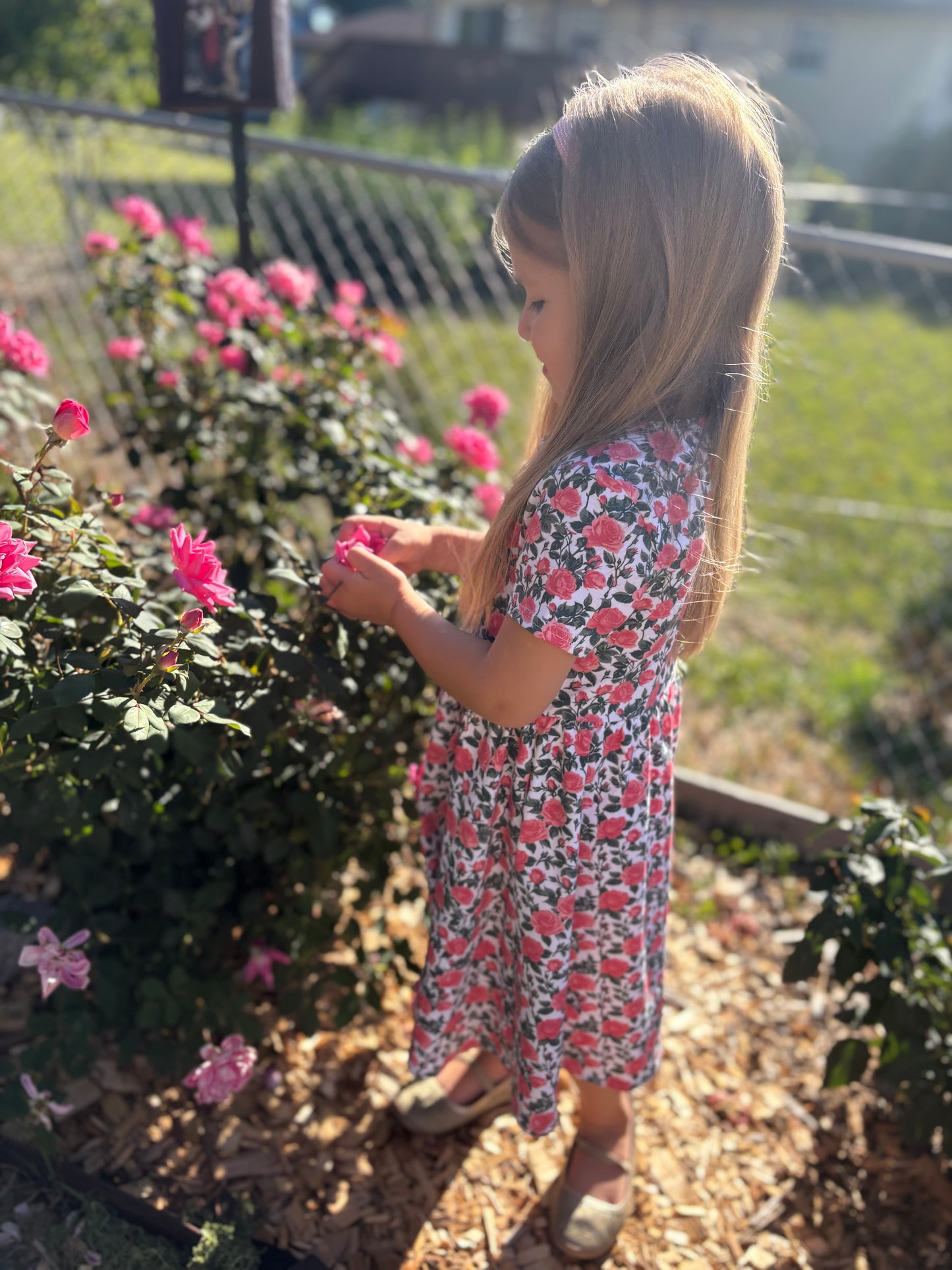 Little Girls Shower of Roses Dress